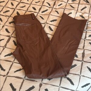 DANIELLE BERNSTEIN Chestnut Faux Leather Wide-Leg Pants